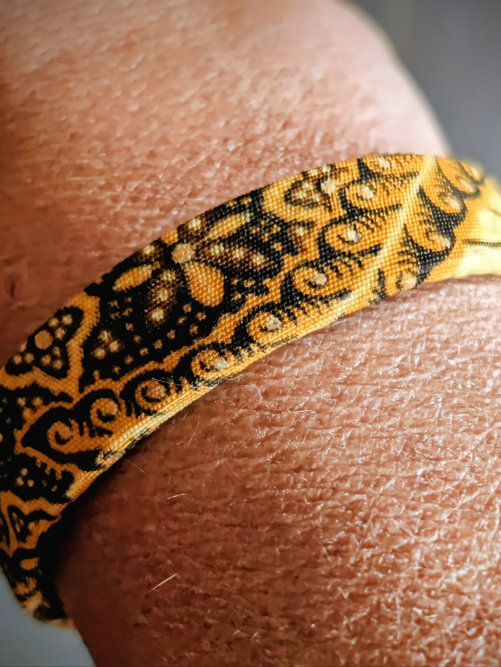 Handmade Cloth Cuff Bracelet w/ Bohemian Chic Indie Artistic Warm Vibe 2.5"